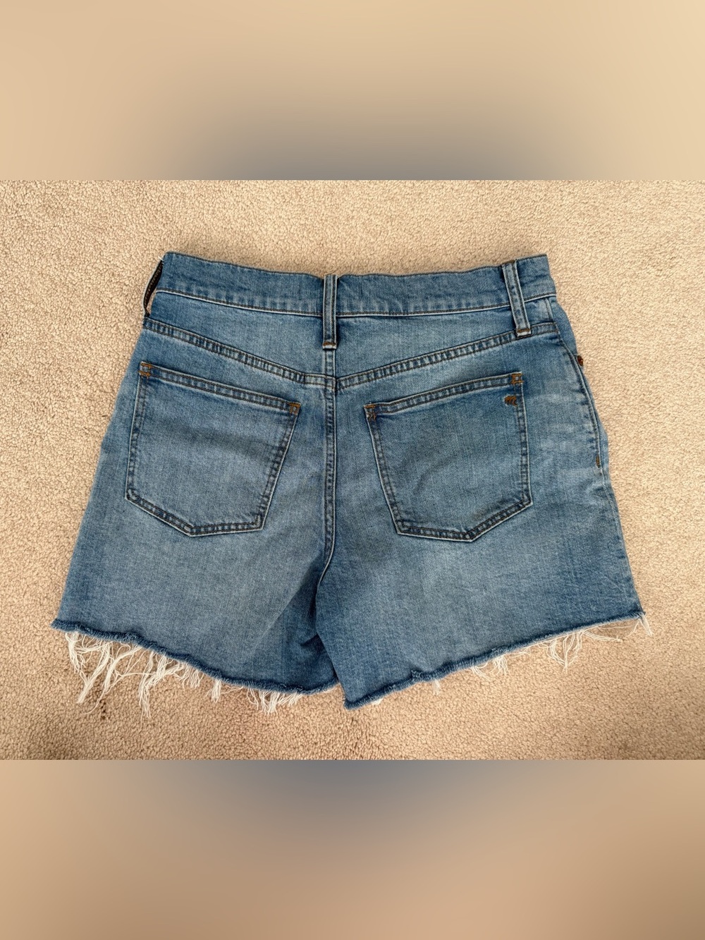 Madewell High-Rise Frayed Hem Denim Shorts - Blue- size 26 - Picture 2 of 4